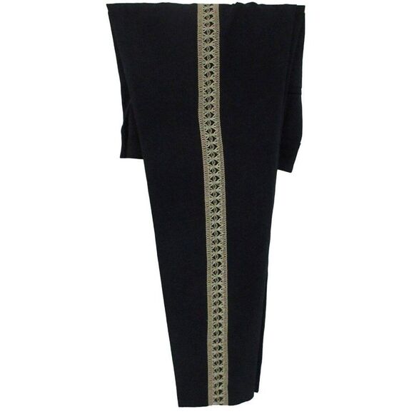 Zara Basic Black Slim Leg Dress Pants Gold Side Leg Embellished Trim Sz S NEW - Picture 3 of 9